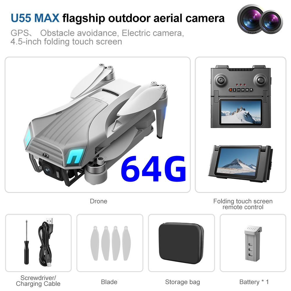 Drone Gimbal 2 Axis - NCZOBOE U55 プロフェッショナルGPSドローン カメラジンバル WiFi ブラシレスRCクアッドコプター