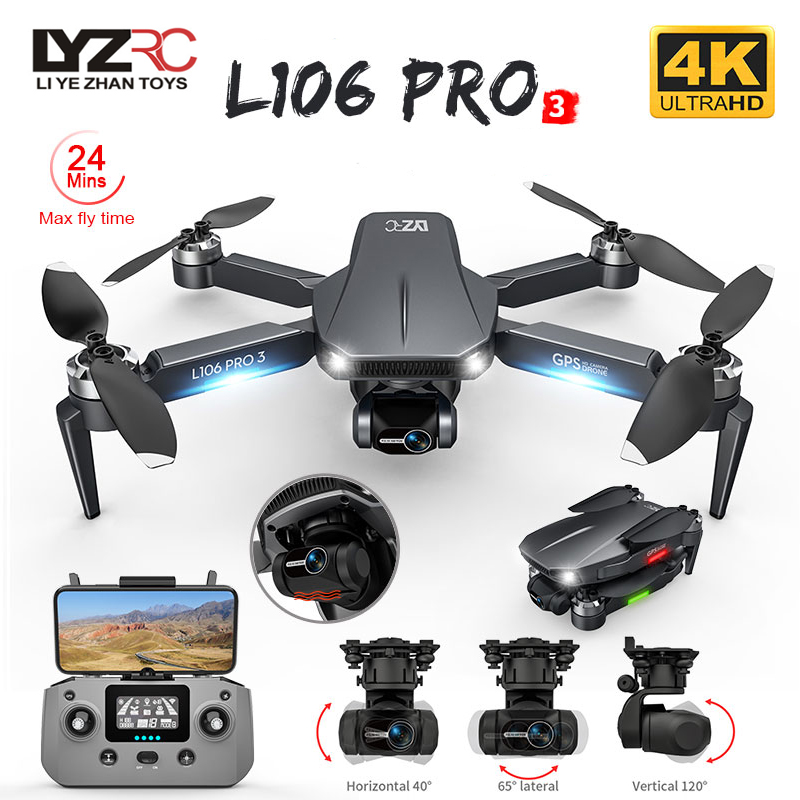 Drone Gimbal 2 Axis - ドローンL106pro 3,4K 5g,wifi,fpv,折りたたみ式GPS,rcクワッドコプター,プロのブラシレス,ヘリコプター,おもちゃ